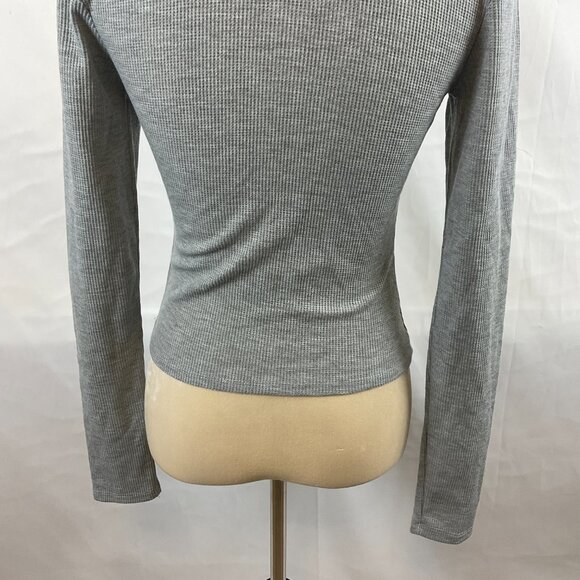 We Wore What Thermal Baby Tee M Long Sleeve Textured Gray - Picture 8 of 9